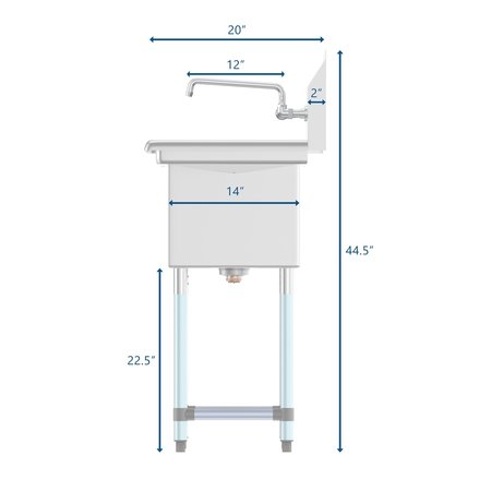 Koolmore 3 Compartment Stainless Steel NSF Commercial Kitchen Sink with Faucet and Cross braced Legs SC101410-12B3FA